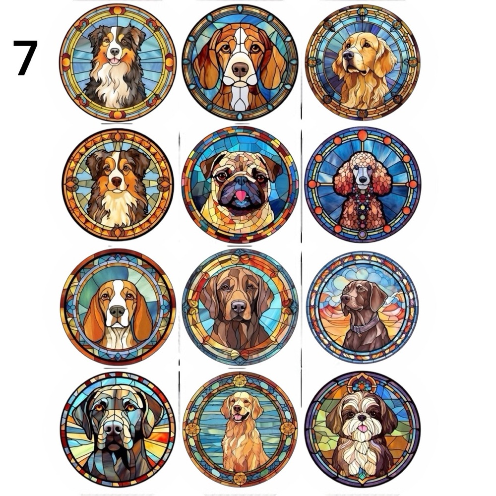 Dog keychains. Personalized stain glass look made of 2” wood made to order - Picture 12 of 16